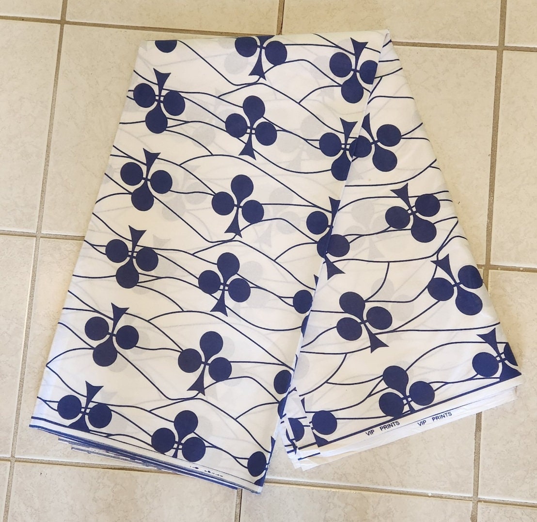 Blue and White African Print Fabric/ 100% Cotton Ankara/sold by Yard or 6 Yards.
