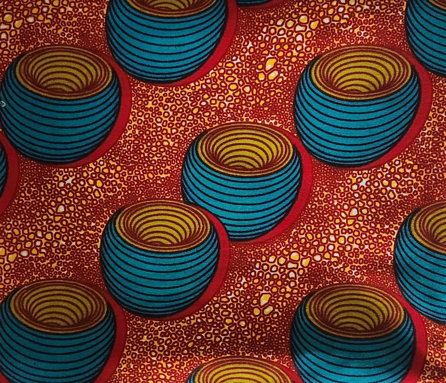 Orange Amber Teal African Print Ankara Fabric 6Yards.