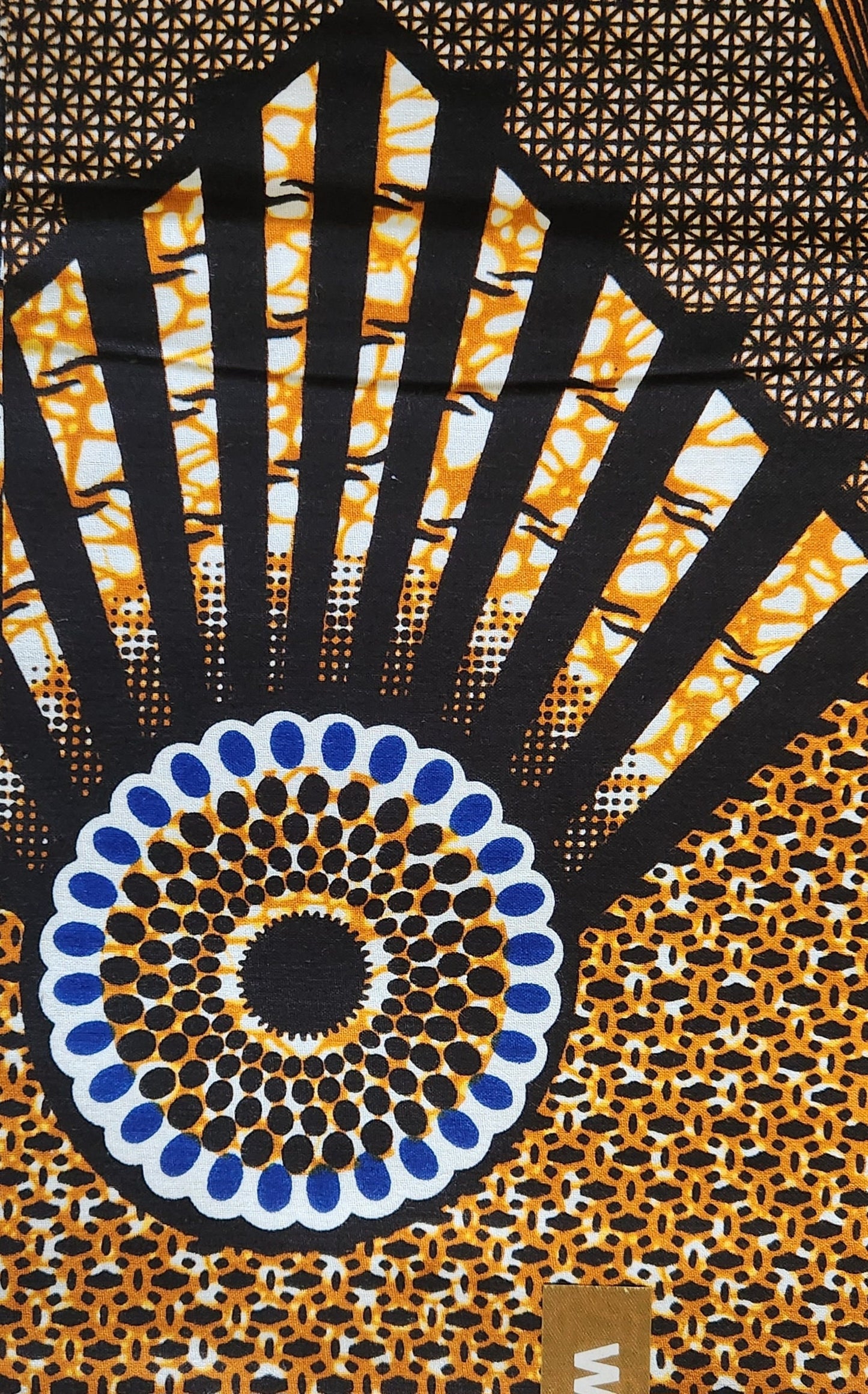 Kitenge Ankara Fabric Tan Brown Black Color shade of blue/Waxprint African Print Cotton Fabric Wholesale 48".