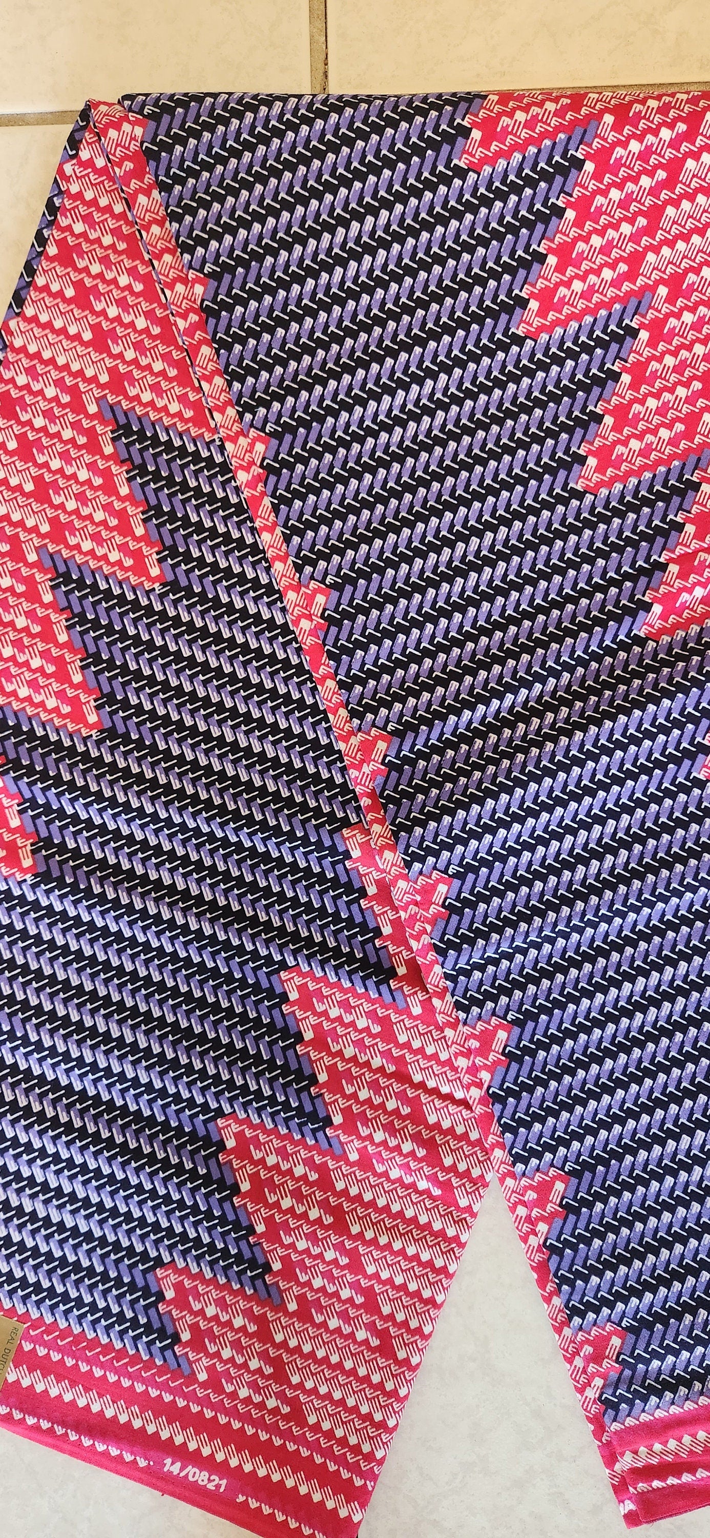 Pink and Blue African Print Fabric.
