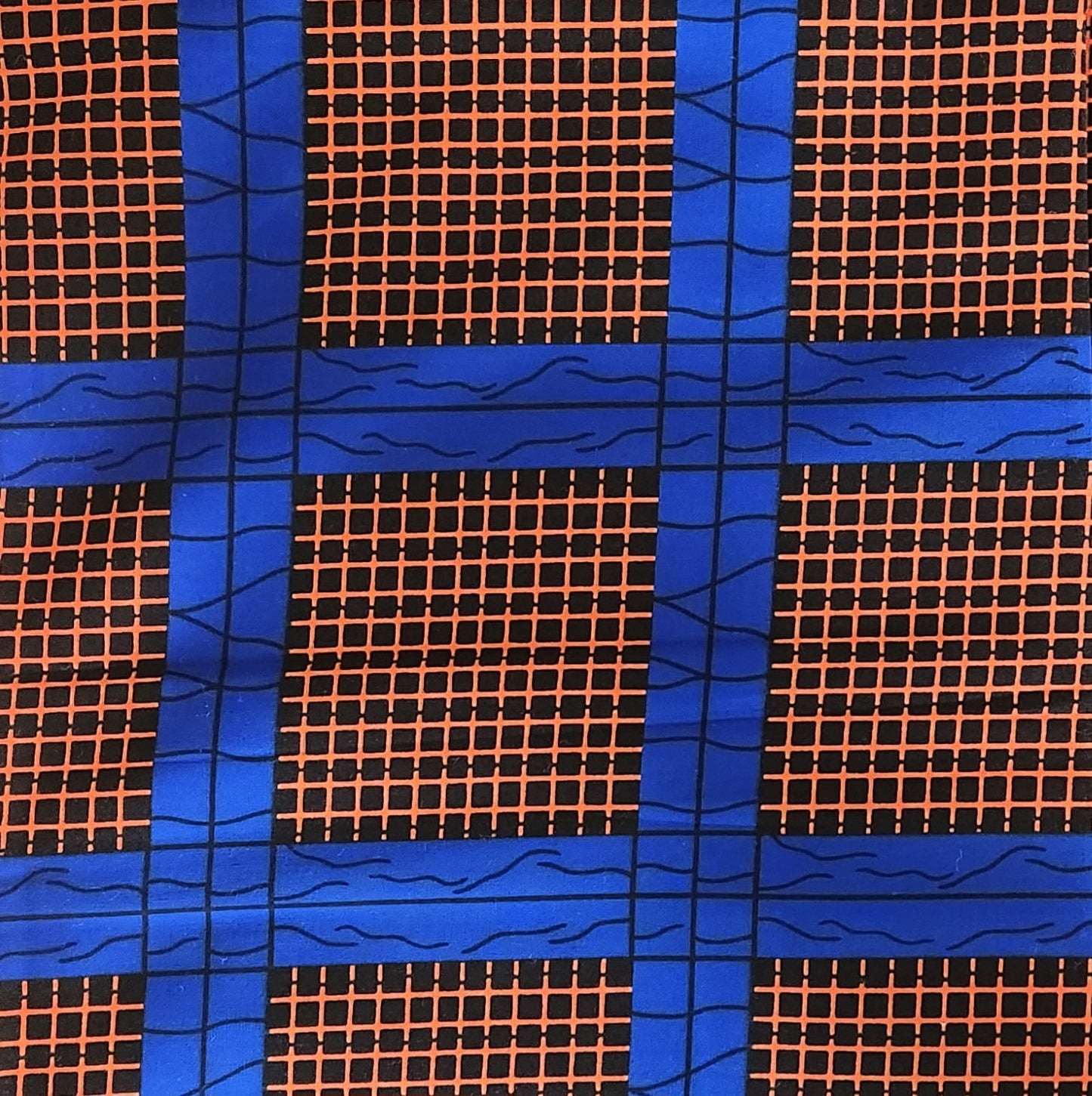 Ankara Blue Square Fabric/ African Print Fabric Kitenge by Yd or Bulk