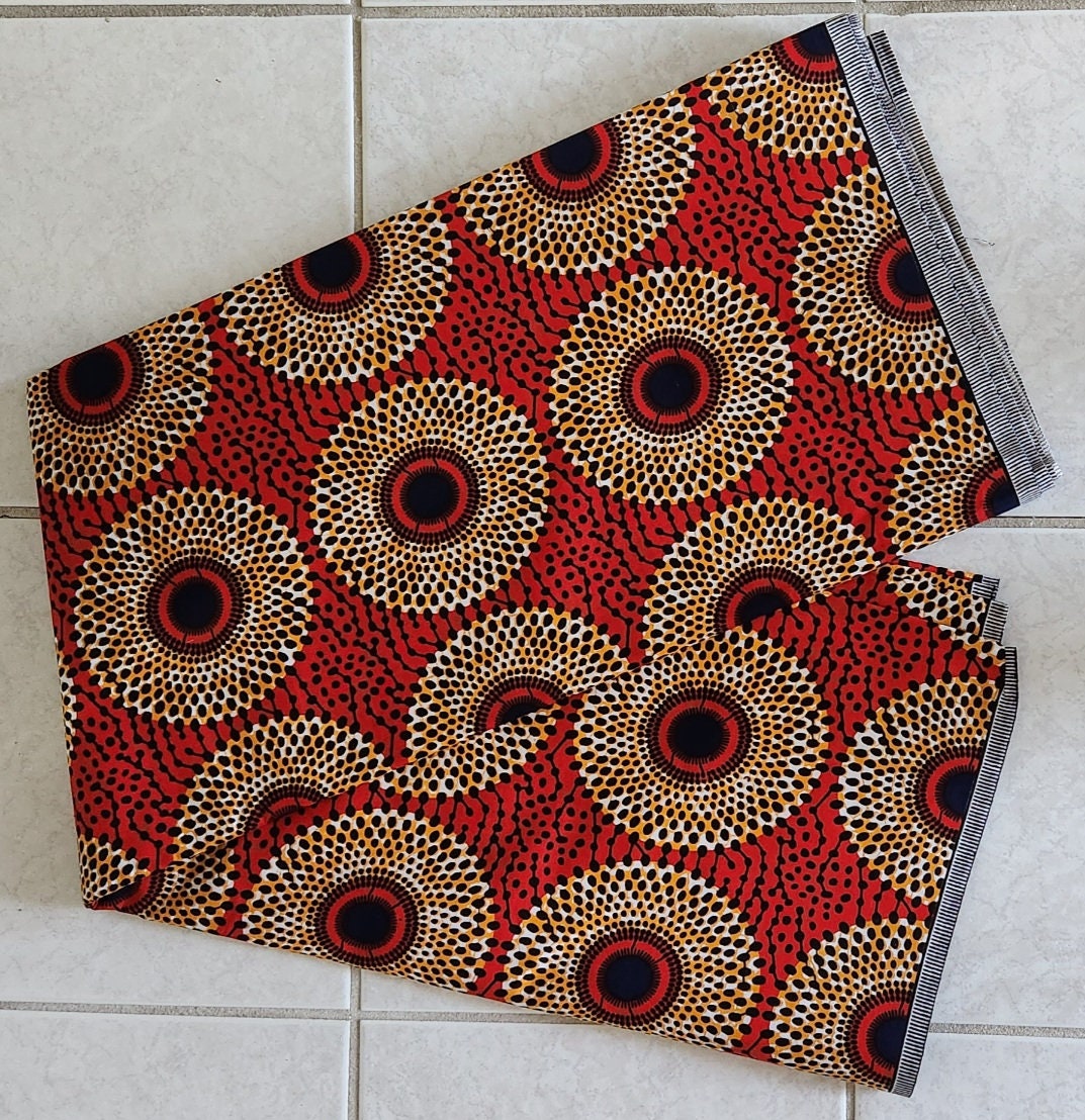 Ankara Swirl Polka dot Cotton Fabric 6yd. 100% Cotton