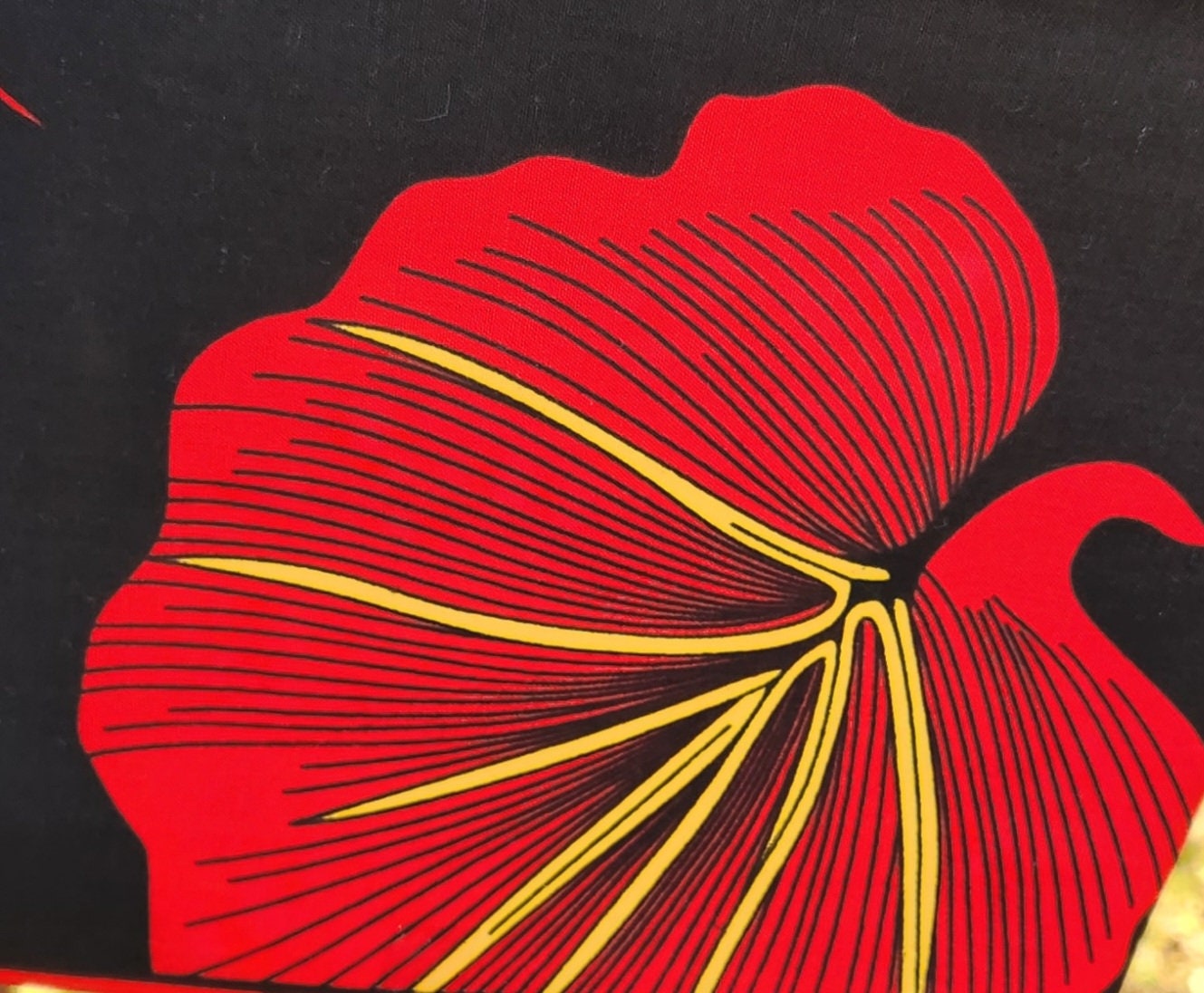 Wholesale Floral Red Ankara Fabric, bold African Print Leafy Red & Black 4 yards.
