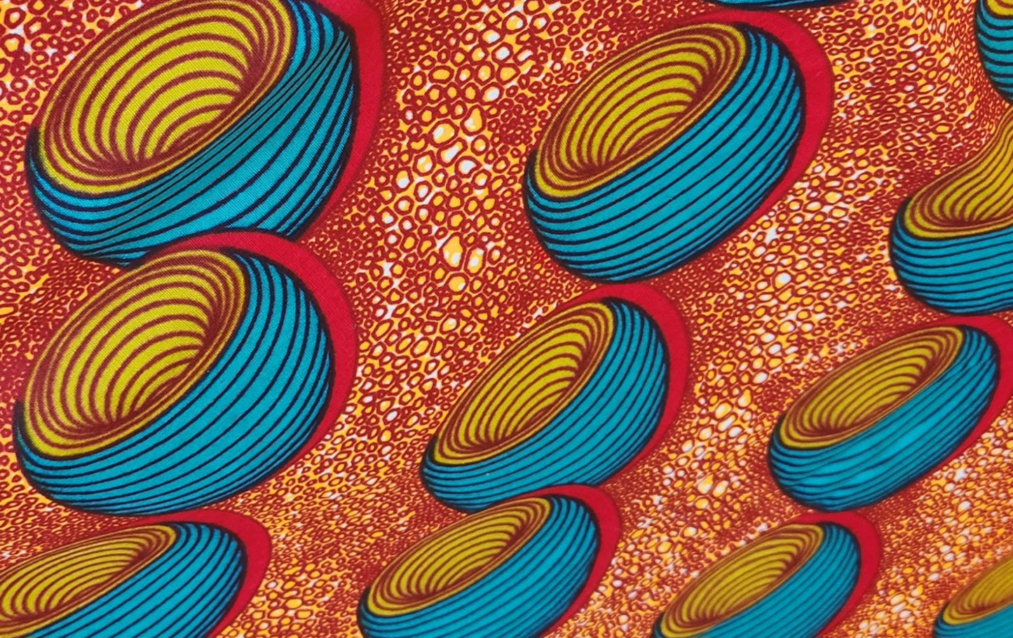 Orange Amber Teal African Print Ankara Fabric 6Yards.