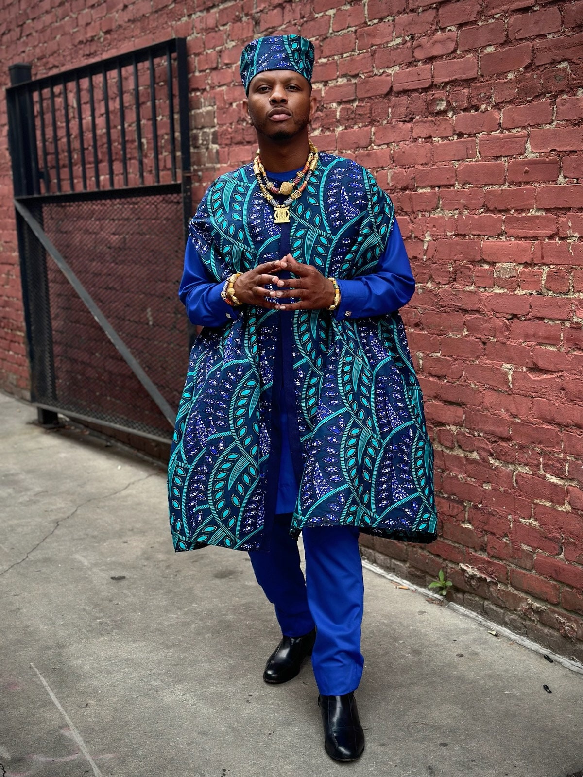 Ocean Blue African Print Fabric/Ankara Fabric/Kitenge by Yd or 6 yards Bulk. 100% cotton.