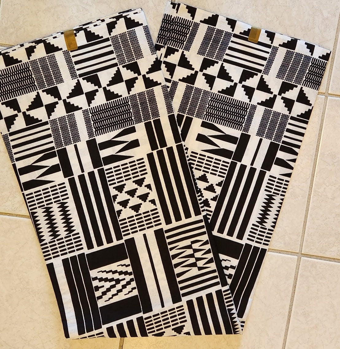 Black White Kente Fabric/ African Print Fabric 6 yards.
