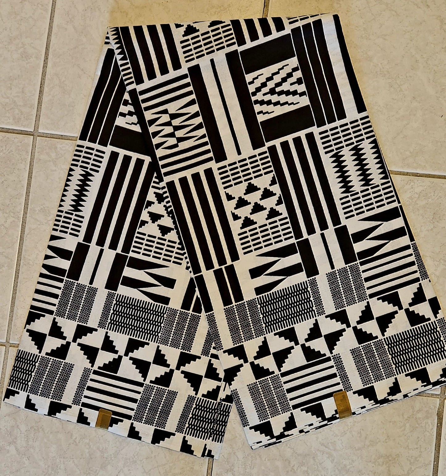 Black White Kente Fabric/ African Print Fabric 6 yards.