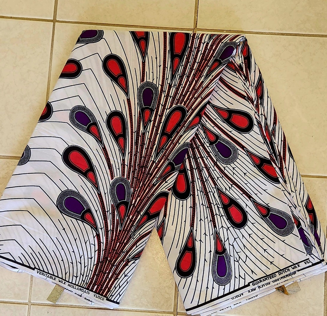 Peacock African Print Fabric sold by yard.