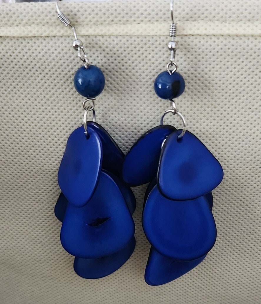 Tagua Drop Nutshell Earrings/Tagua Nut Organic Earrings from Peru.