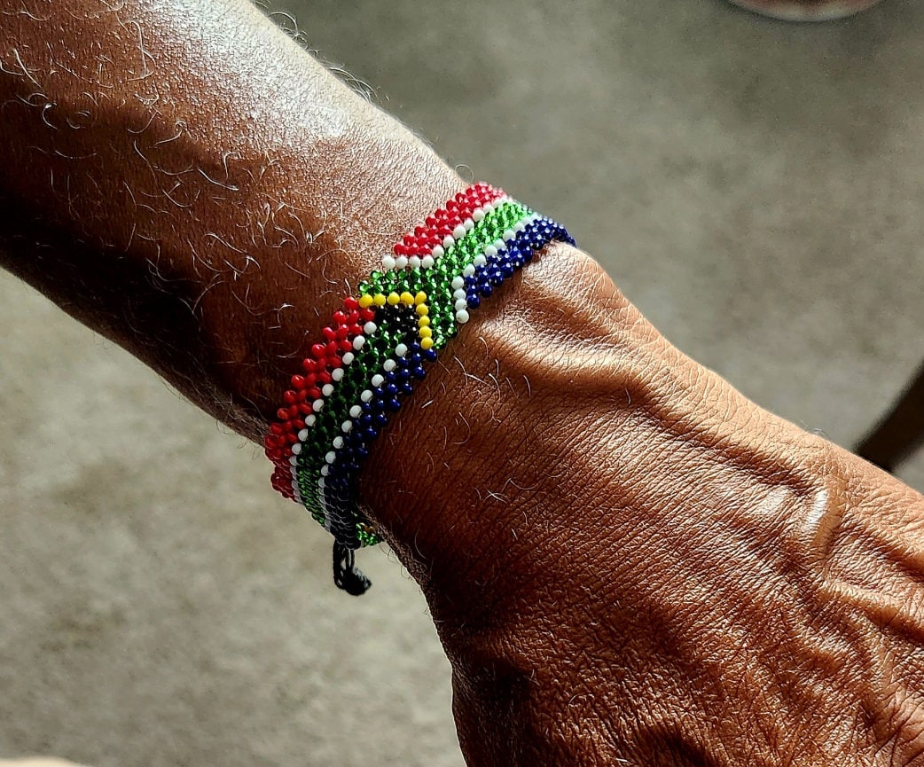 South African Flag Wrist Bracelet/ Beaded South Africa Bracelet for him/her /Gift idea.