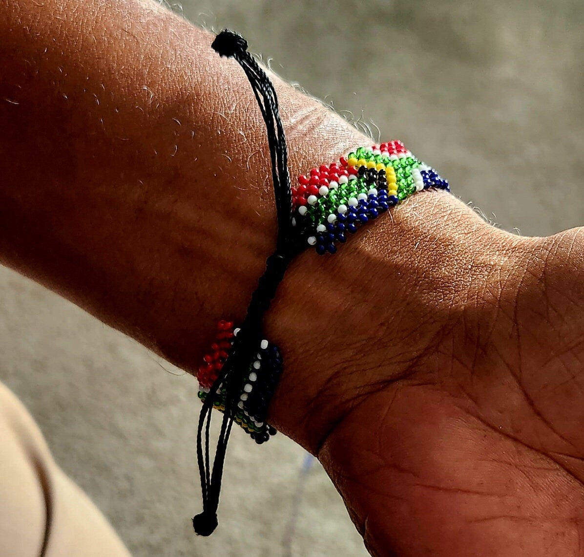 South African Flag Wrist Bracelet/ Beaded South Africa Bracelet for him/her /Gift idea.