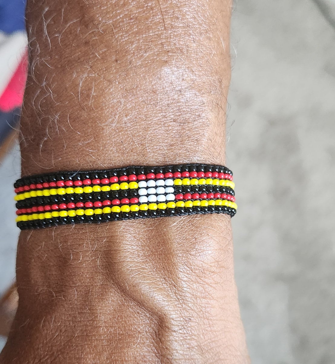 Uganda Flag Bracelet/Wrist Band/Uganda Flag Bracelet/Adjustable Beaded Bracelet.