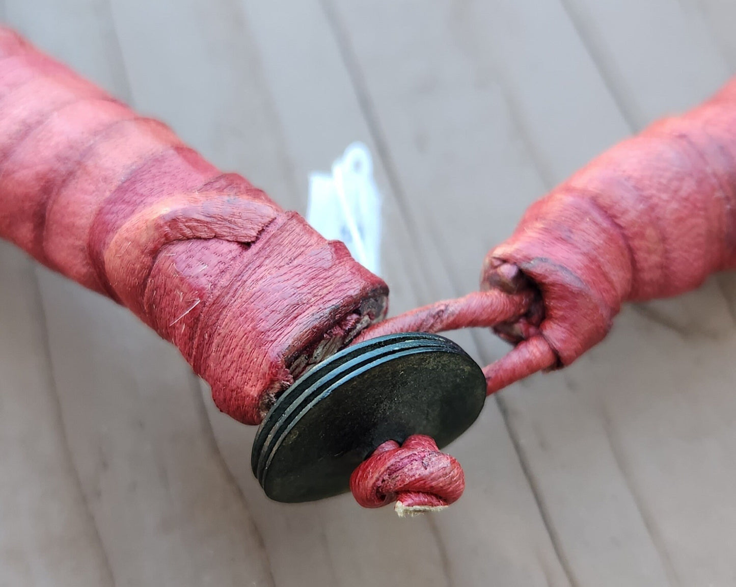 Ethnic Burkina Leather Necklace with Horn Button and Brass.