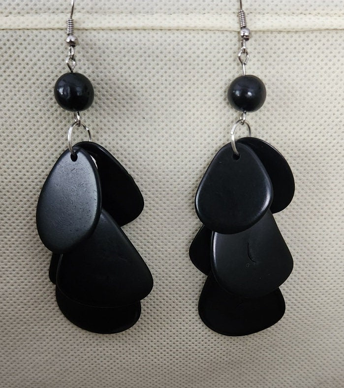 Tagua Drop Nutshell Earrings/Tagua Nut Organic Earrings from Peru.