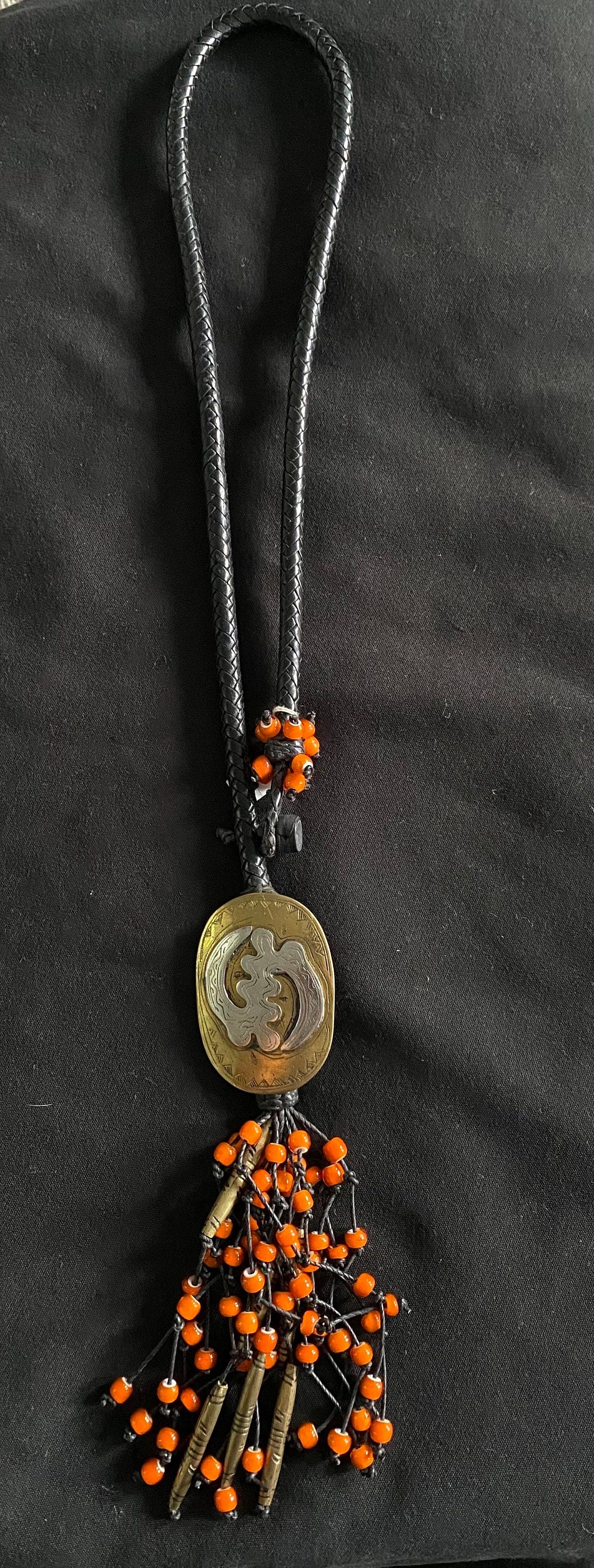 Africa Brass Cowrie Leather Necklace