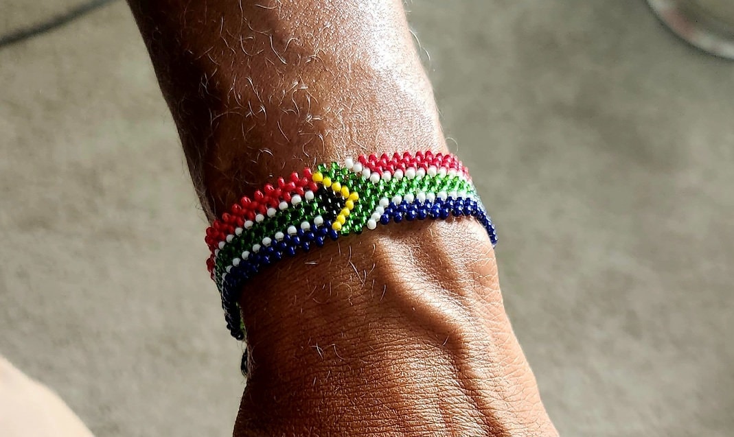 South African Flag Wrist Bracelet/ Beaded South Africa Bracelet for him/her /Gift idea.
