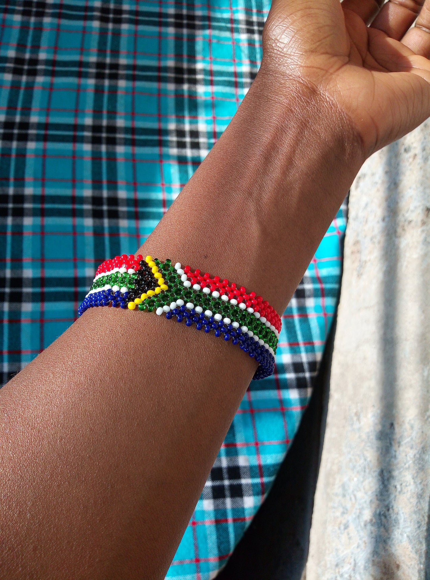 South African Flag Wrist Bracelet/ Beaded South Africa Bracelet for him/her /Gift idea.
