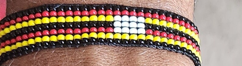 Uganda Flag Bracelet/Wrist Band/Uganda Flag Bracelet/Adjustable Beaded Bracelet.