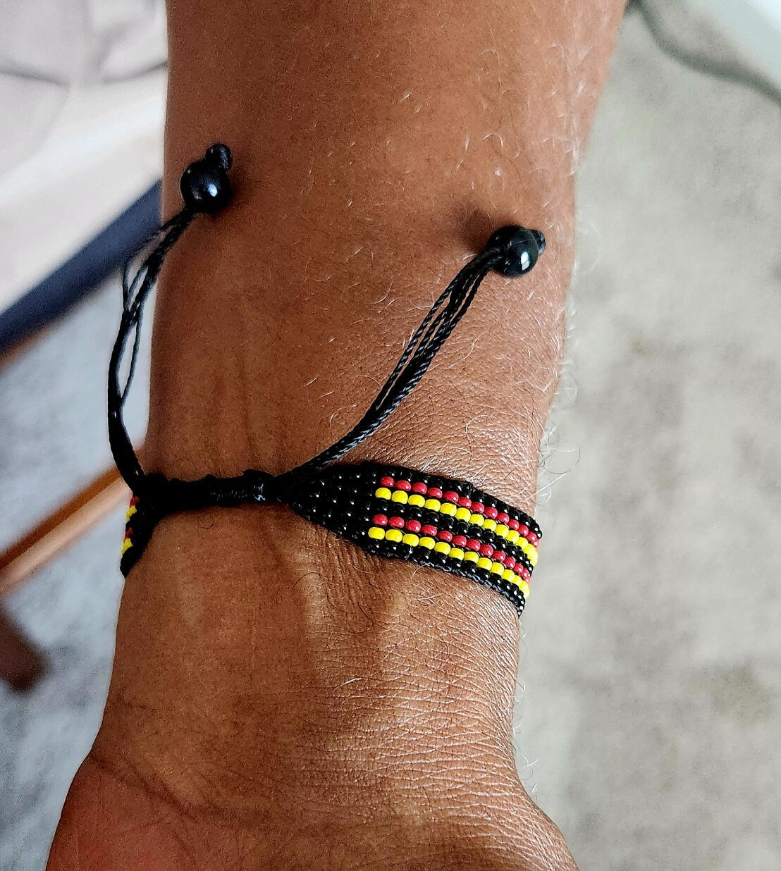 Uganda Flag Bracelet/Wrist Band/Uganda Flag Bracelet/Adjustable Beaded Bracelet.