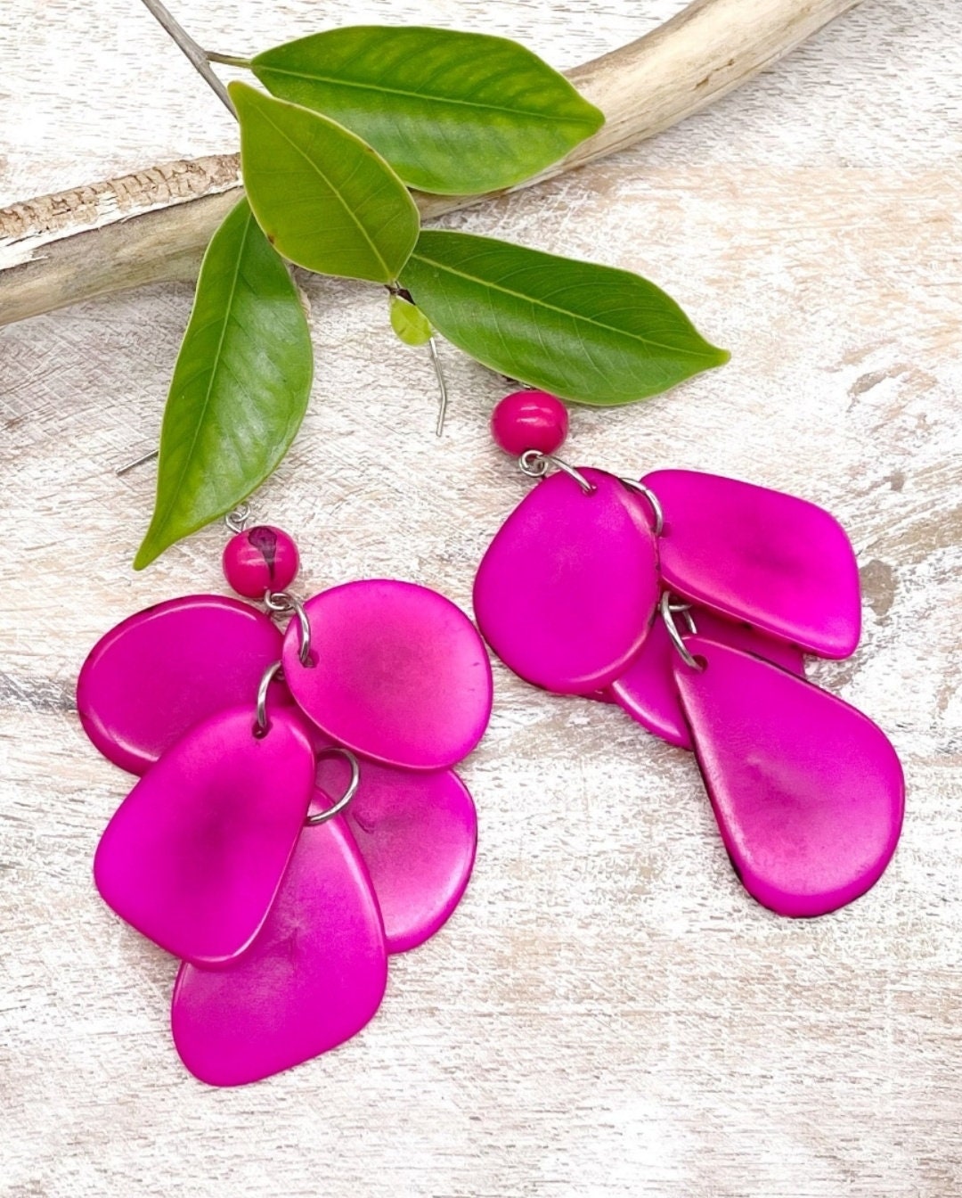 Tagua Drop Nutshell Earrings/Tagua Nut Organic Earrings from Peru.