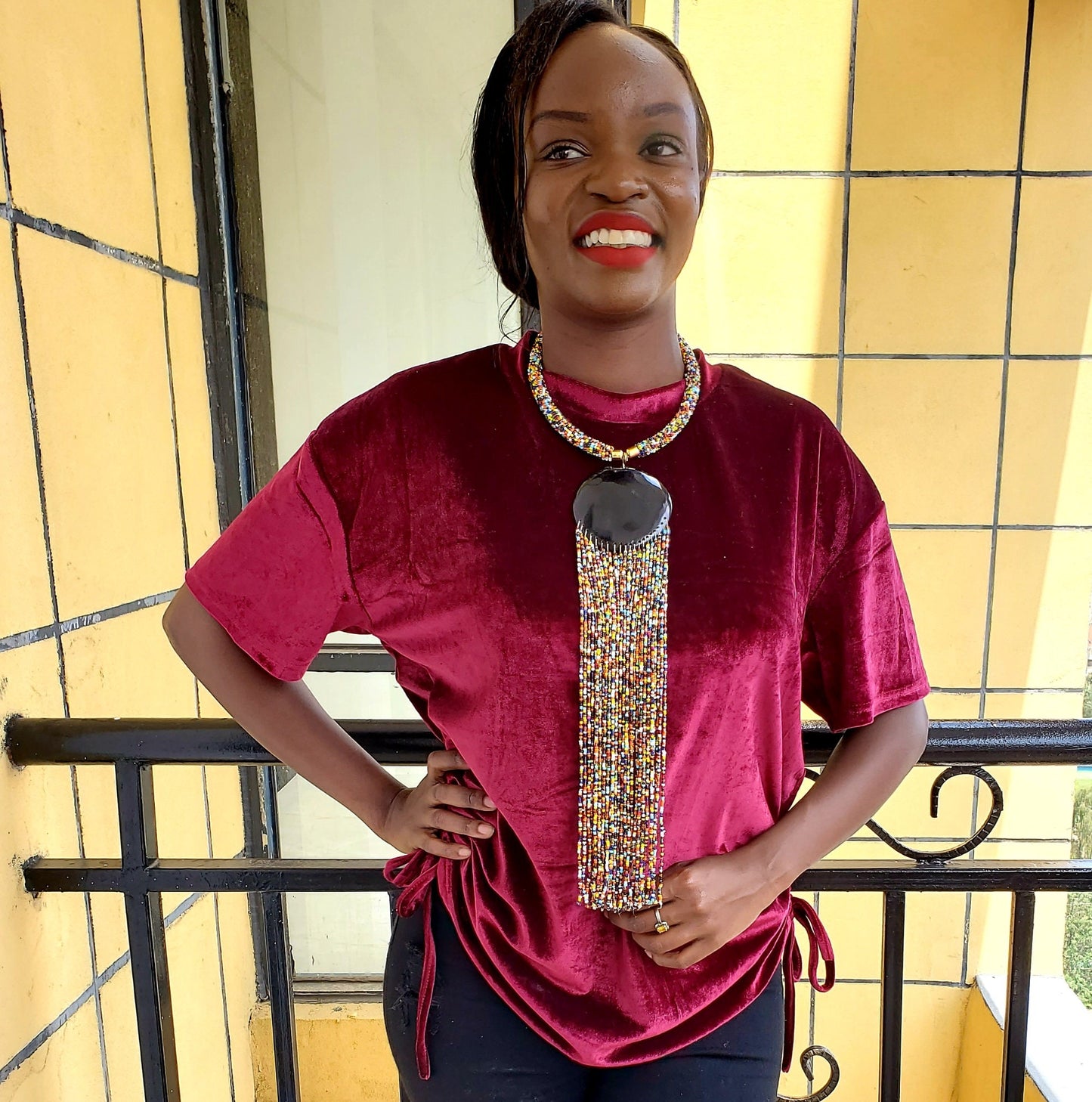 African Maasai Handmade Beaded Necklace|Chunky |Multi-Color Wateefall Necklace |African Woman Necklace |Ethnic Necklace.