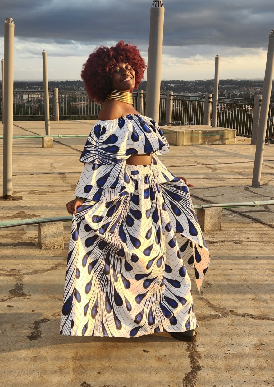 African Print Maxi Skirt with Crop Top Ankara Maxi Skirt.