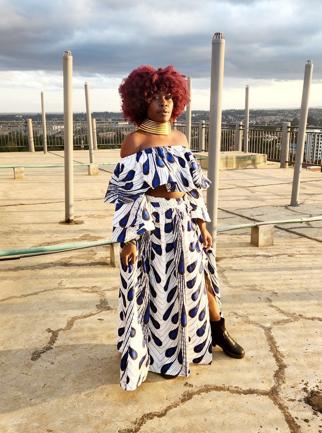 African Print Maxi Skirt with Crop Top Ankara Maxi Skirt.