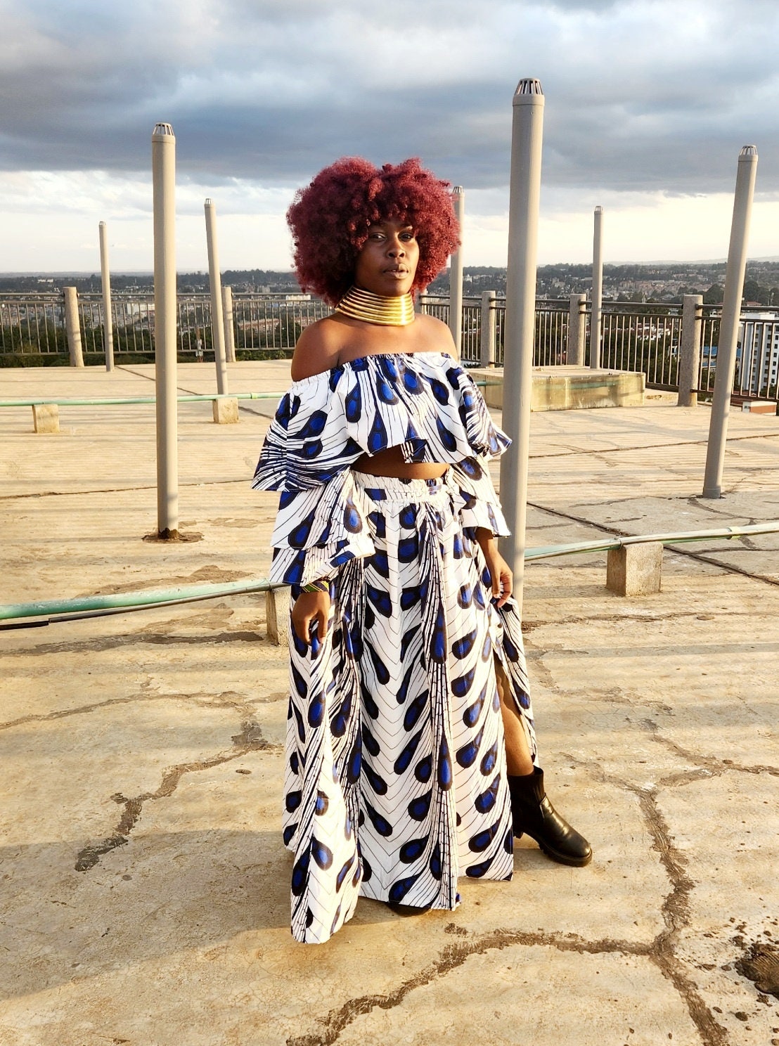 African Print Maxi Skirt with Crop Top Ankara Maxi Skirt.