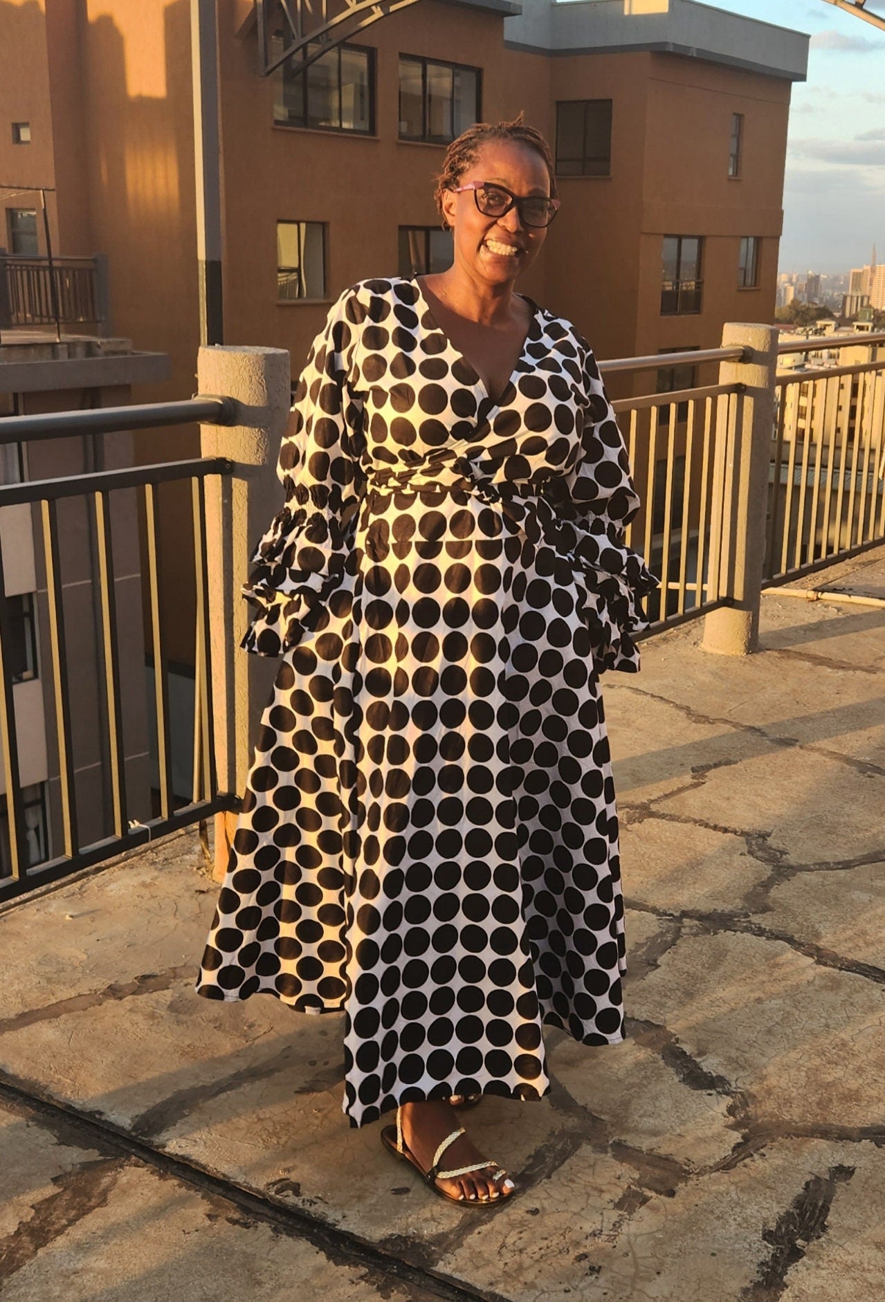 Polka Dot Wrap Dress/Black & White African Wrap Dress/One size fits upto XL