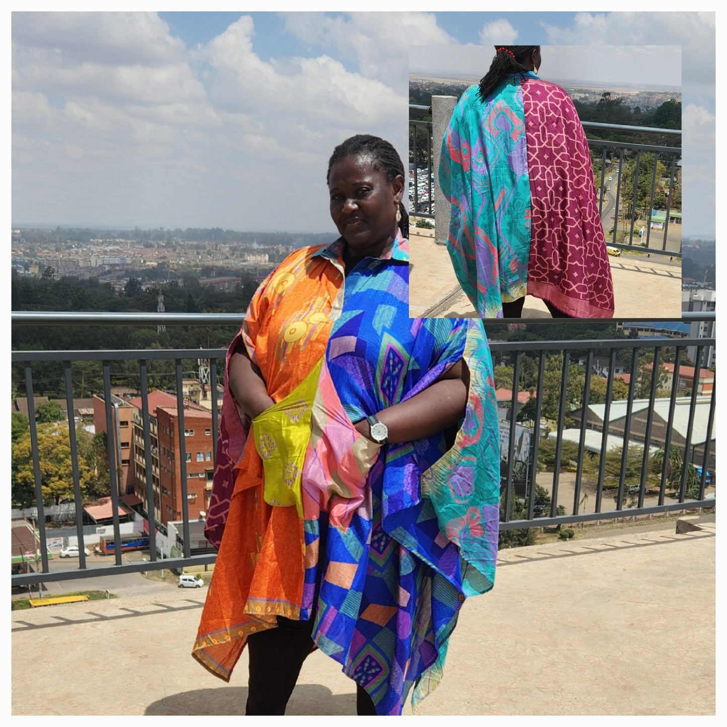 Oversize Silky Shirtdress Multicolor/Silky Kaftan One Size Fits All.