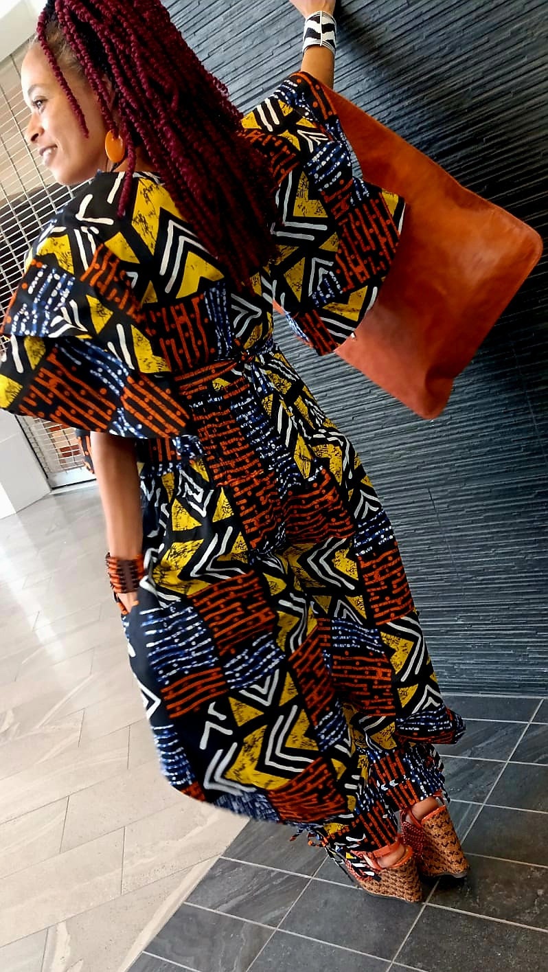 Ankara Crop Top Pantset with Headwrap/African Boho Pants and Medium Wrap Top. Sold whole or seperate.