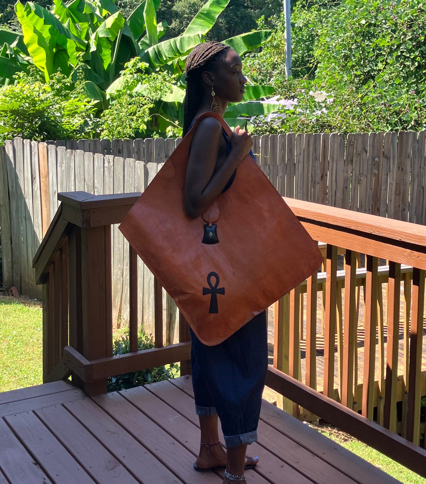 Exquisite XL Plate Leather Bag/handmade in Mali. 21x26x19 inches. Beautiful and rare Hand Dyed Leather Giant Portfolio shoulder bag.