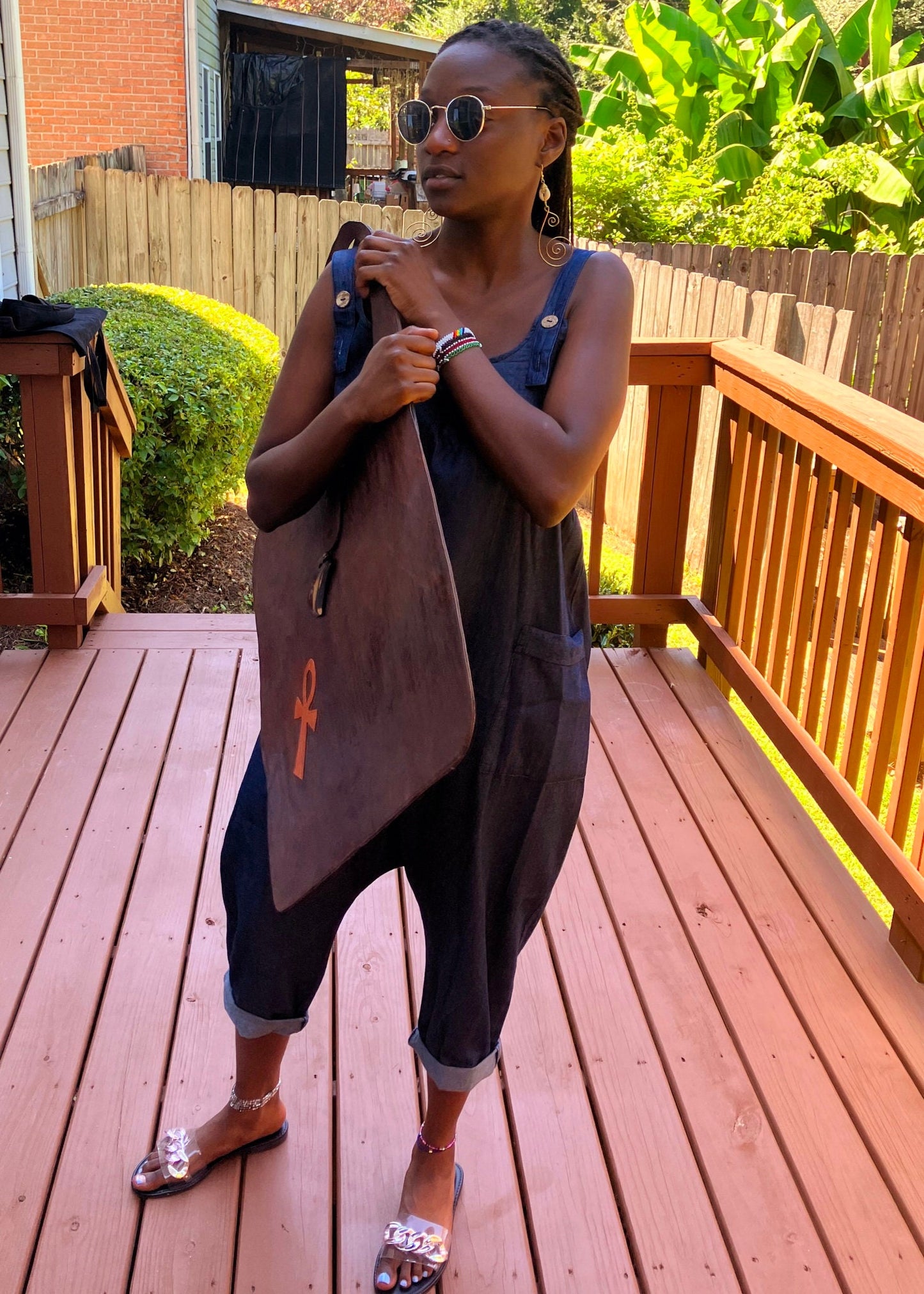 Exquisite XL Plate Leather Bag/handmade in Mali. 21x26x19 inches. Beautiful and rare Hand Dyed Leather Giant Portfolio shoulder bag.