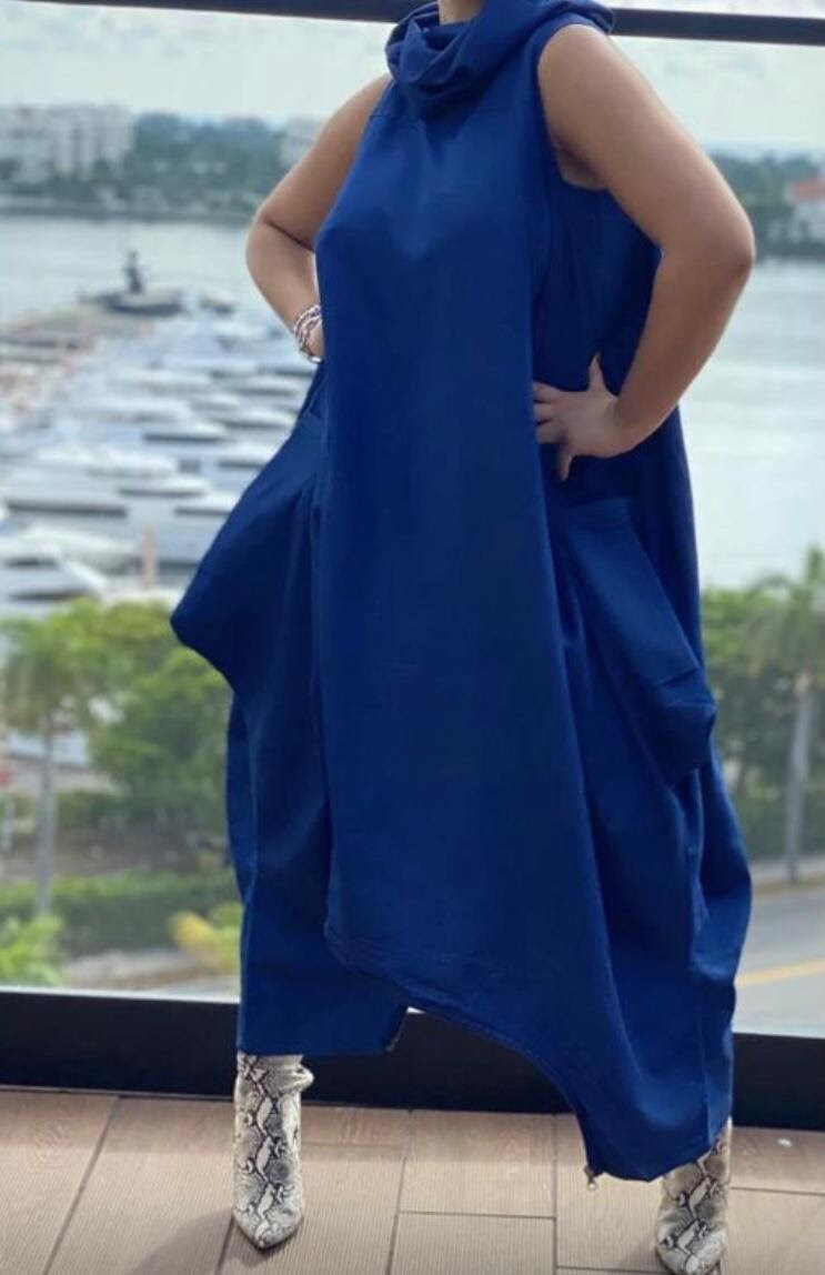 Plus Size African Overall/Denim Jumpsuit Detachable Mockneck by Minala.