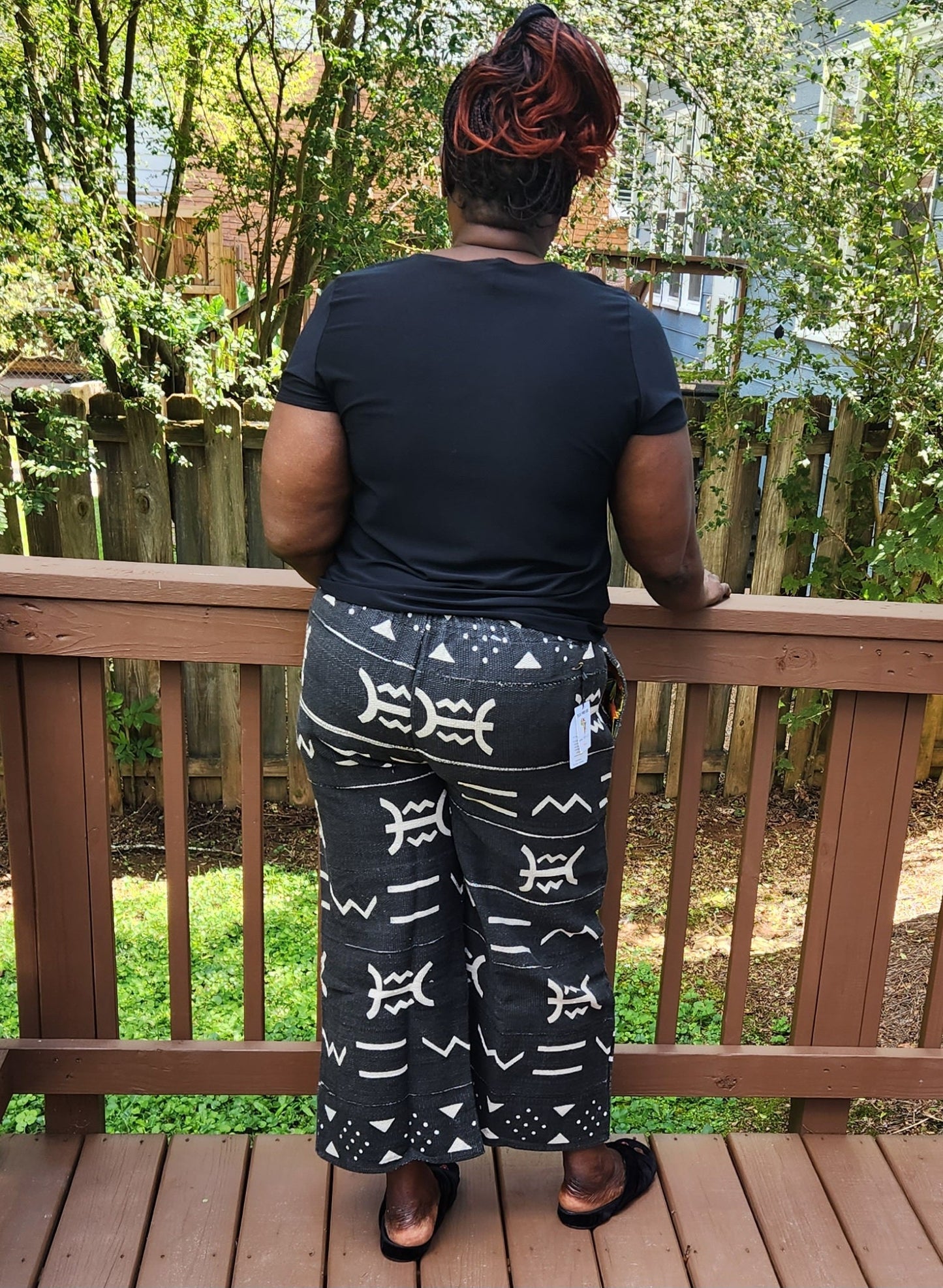 Mudcloth Wide leg pants-UNISEX/African Mudcloth Bogolan Pants fits M/L.