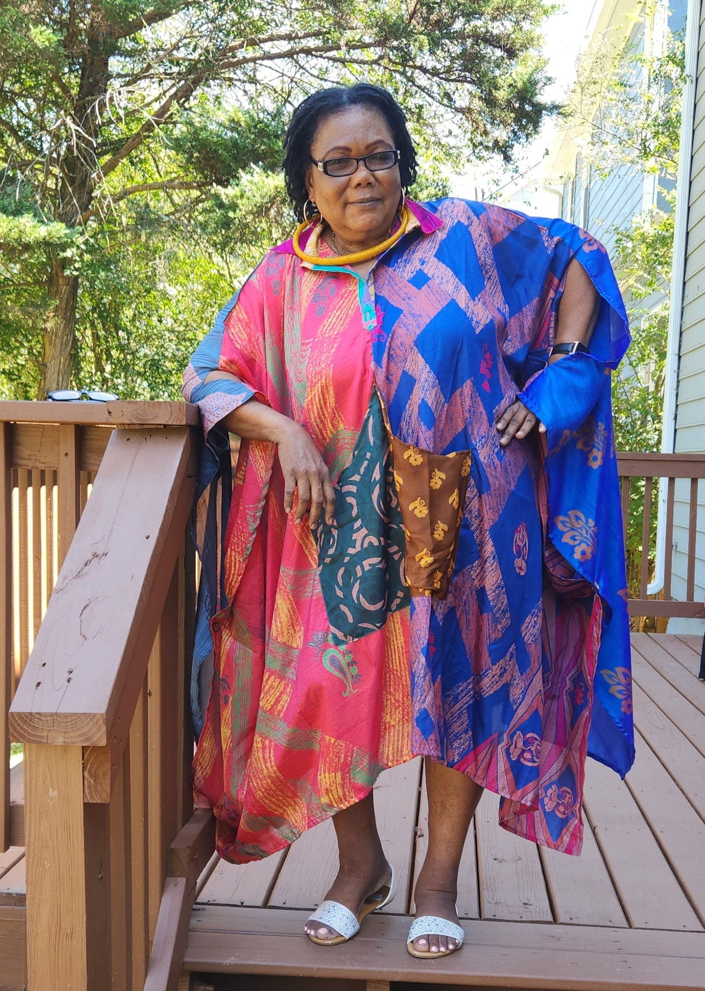 Oversize Silky Shirtdress Multicolor/Silky Kaftan One Size Fits All.