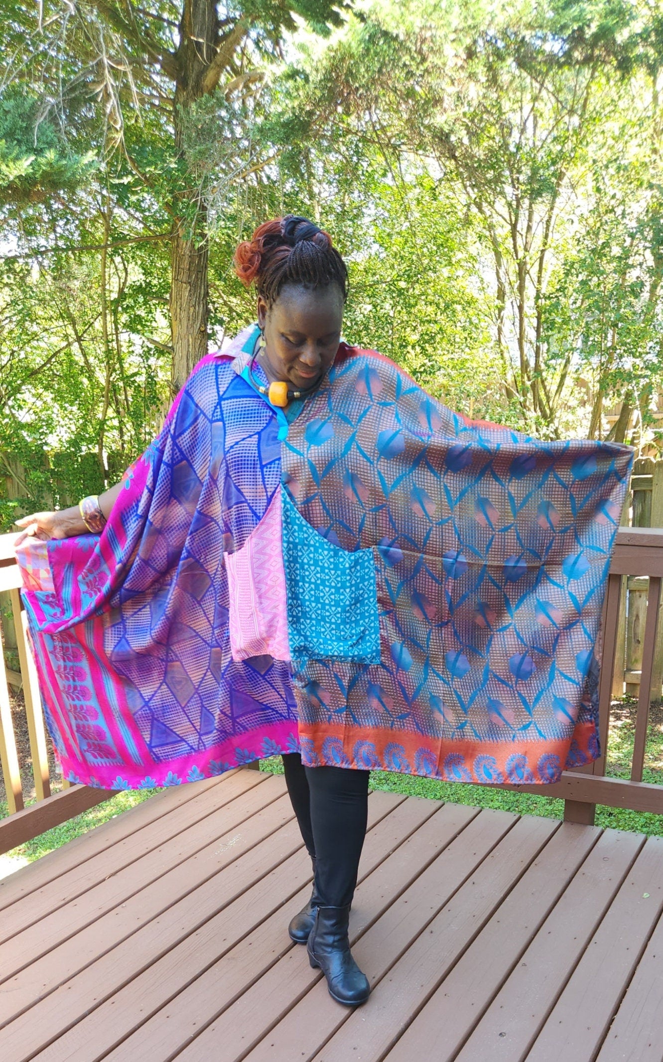Oversize Silky Shirtdress Multicolor/Silky Kaftan One Size Fits All.