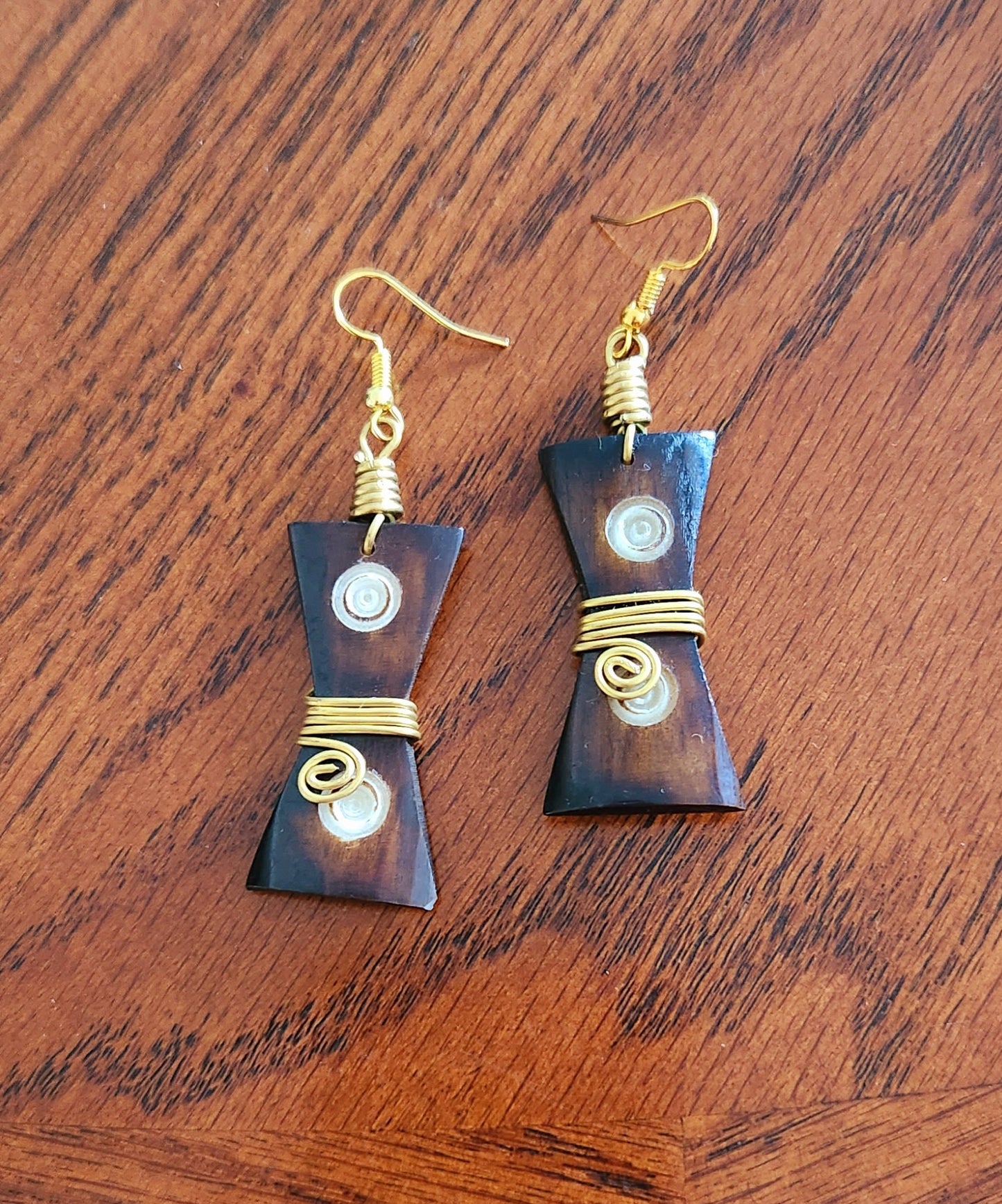 African inspired bone earrings/Brown Bone Earrings/Ethnic jewelry 2.5" from hook.