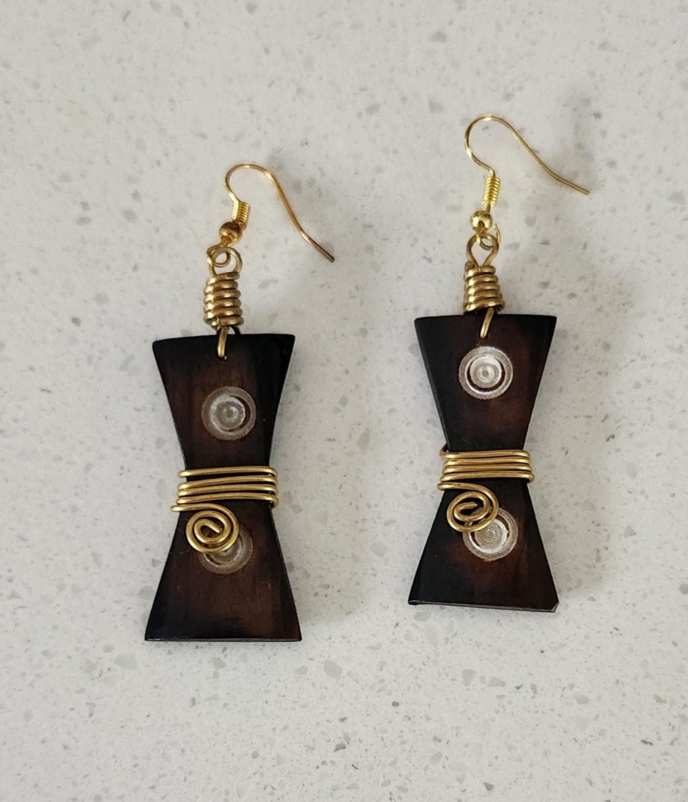 African inspired bone earrings/Brown Bone Earrings/Ethnic jewelry 2.5" from hook.