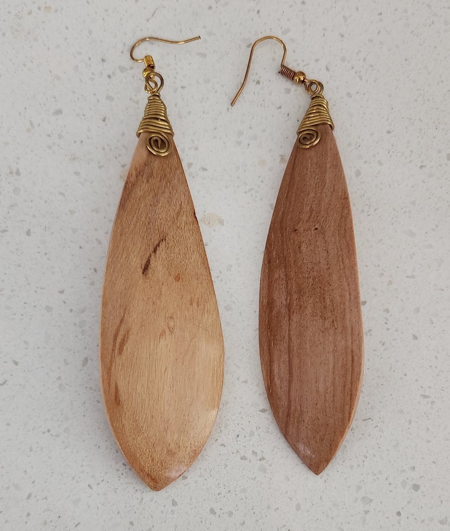 Natural Wood Long Bar Earrings/African Leafy Wooden Earrings different sizes.