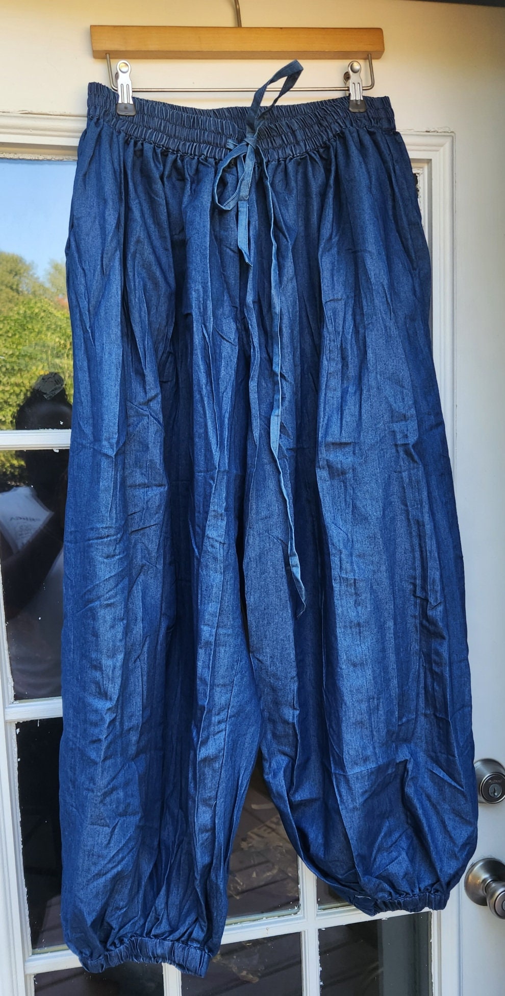 Denim Bubble Pant- Solid, 100% cotton with Elastic ankle/Baggy Fit M-XL.