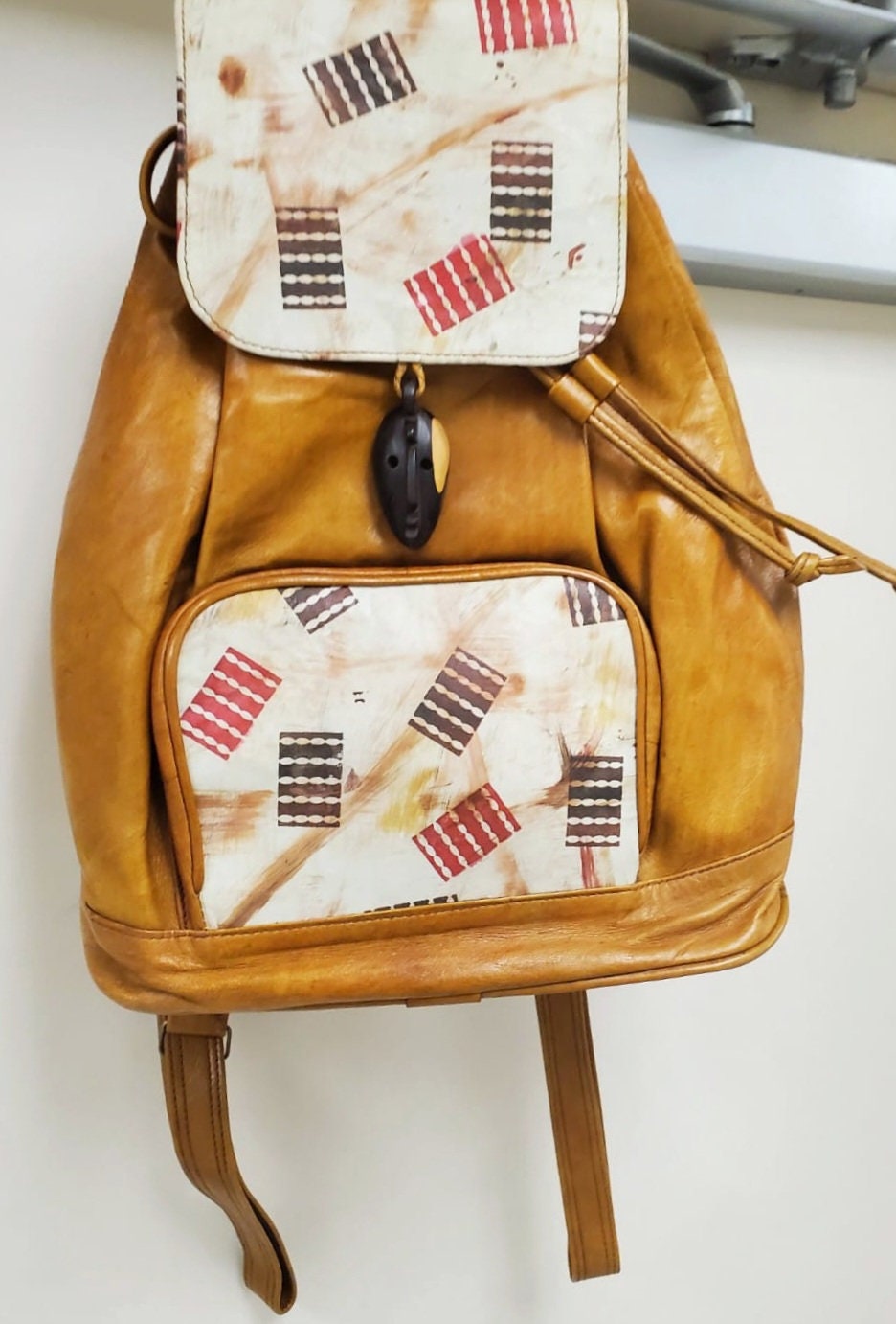 Black African Backpack/Handmade leather Back Pack/ Exclusive bag / Gift Ideas/ Handcrafted Malian Bag.