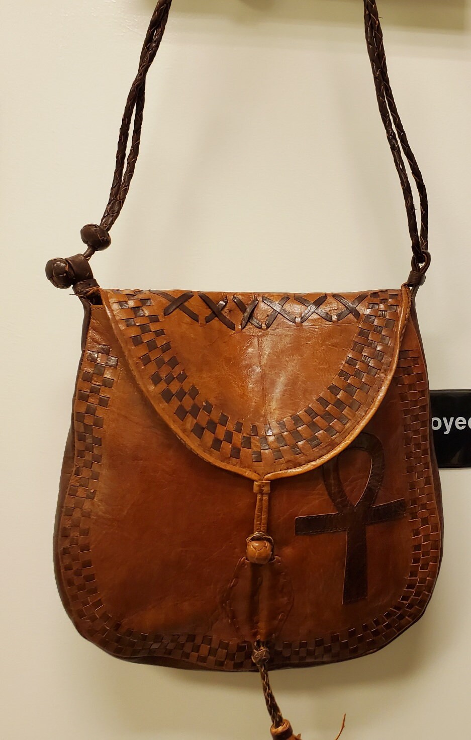 Minala Handcrafted Ethnic Crossbody Bag/Mali Dogon Hunter Bag/Tuareg Leather Bag/Egyptuan Ankh Leather Bag.