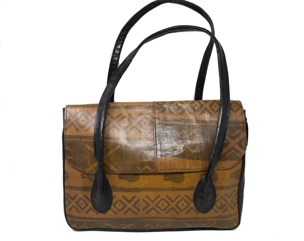 Mudprint Pattern Leather Tote.
