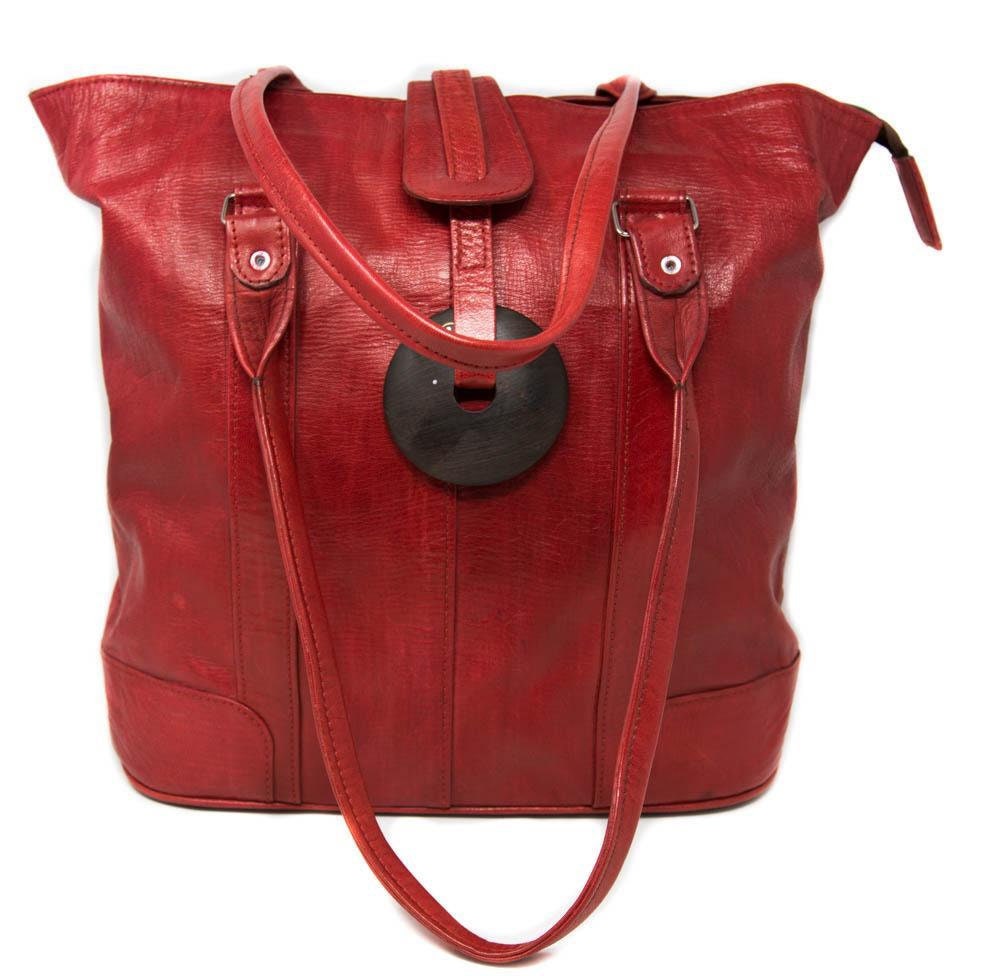 Red African Leather Tote.