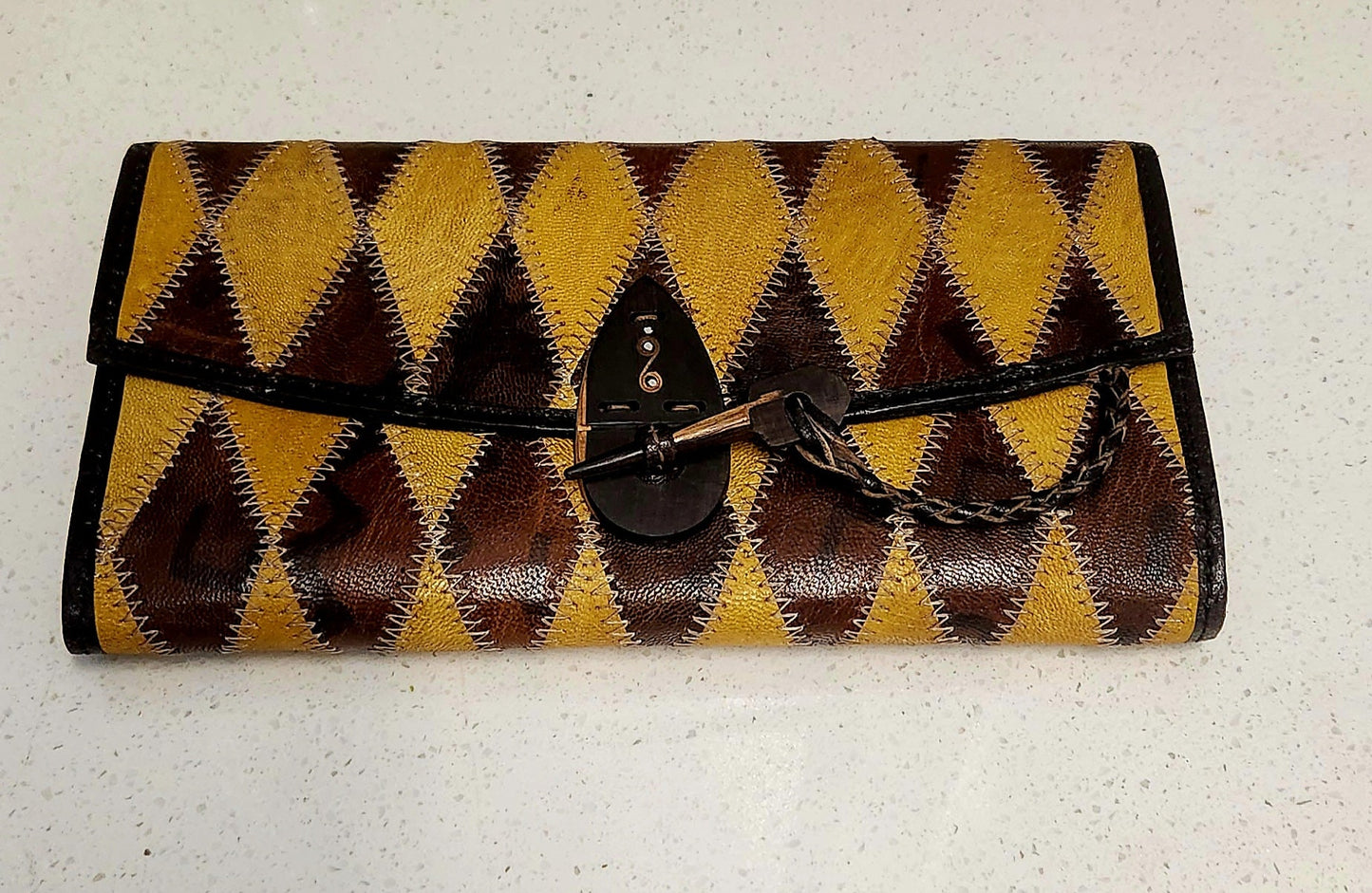 African Leather Women Wallet/Authentic Quilted Leather Wallet. Hand crafted Leather wallet, w/ genuine goat leather.
