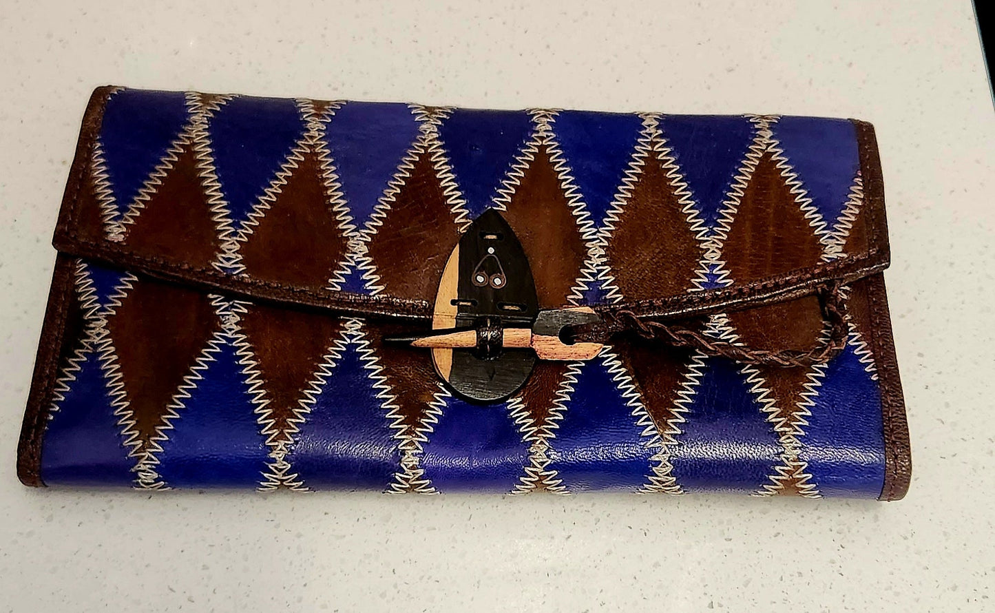 African Leather Women Wallet/Authentic Quilted Leather Wallet. Hand crafted Leather wallet, w/ genuine goat leather.