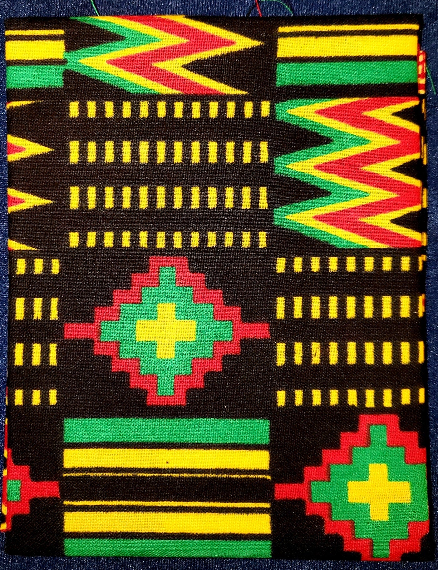 Kente Green African Fabric, 100% Cotton.