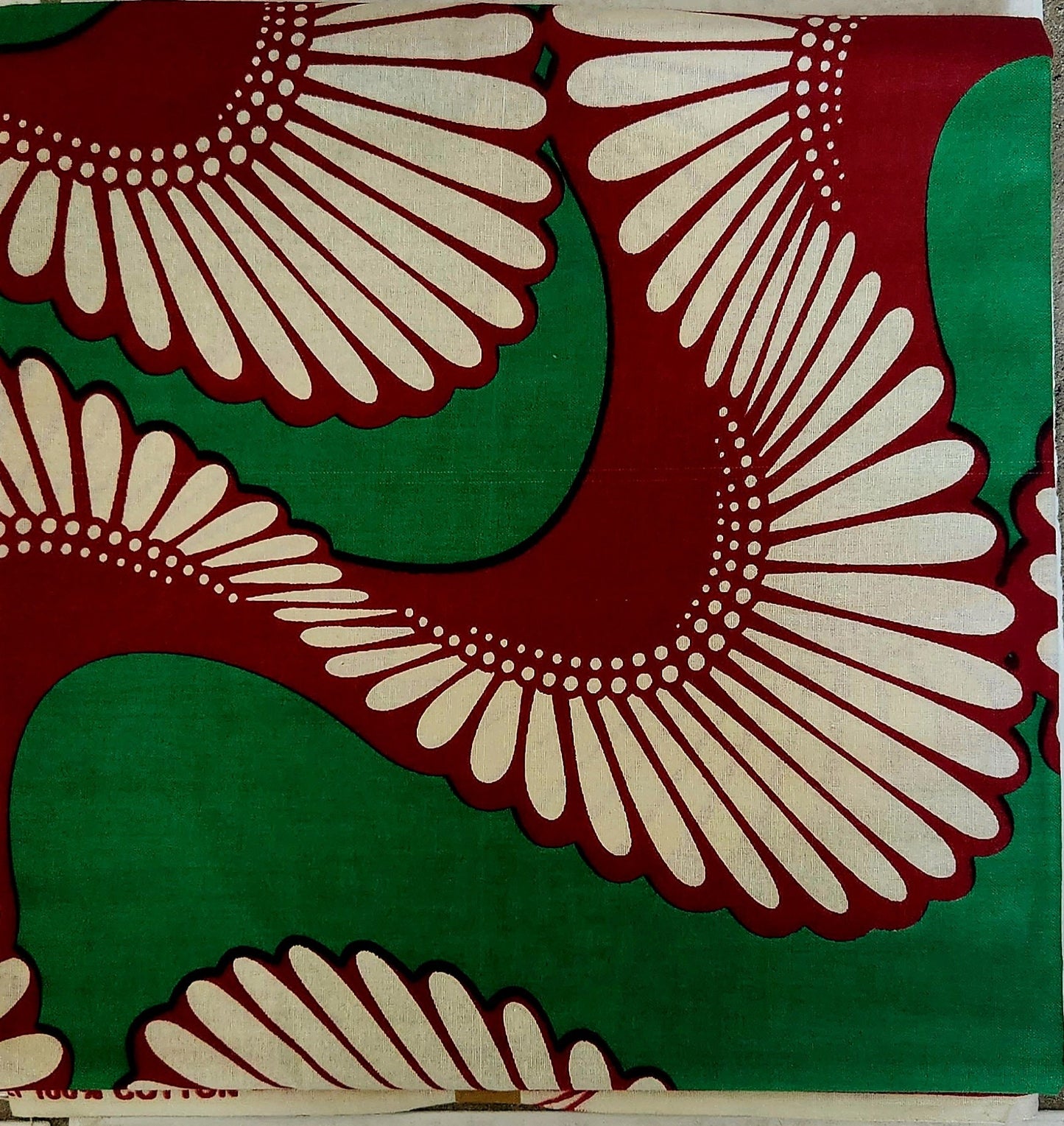 Green Swirl Ankara Cotton Fabric/African Print Fabric 100% Cotton 6 Yards.