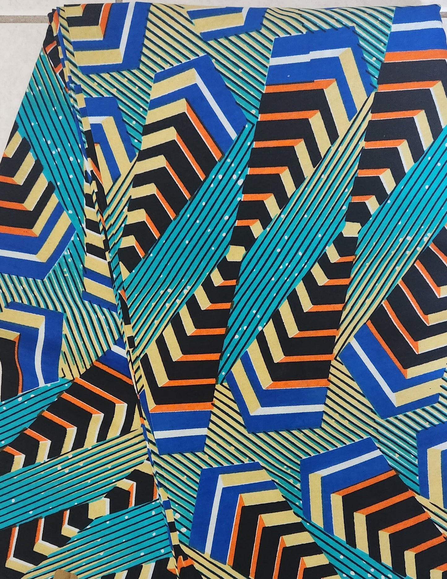 Rich Teal African print Fabric, Ankara Waxprint 6 yard Bulk.